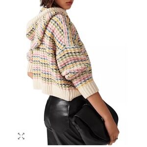 ba&sh Sweater M Baja Striped Hoodie Pastel Rainbow Braided Italy Euro European